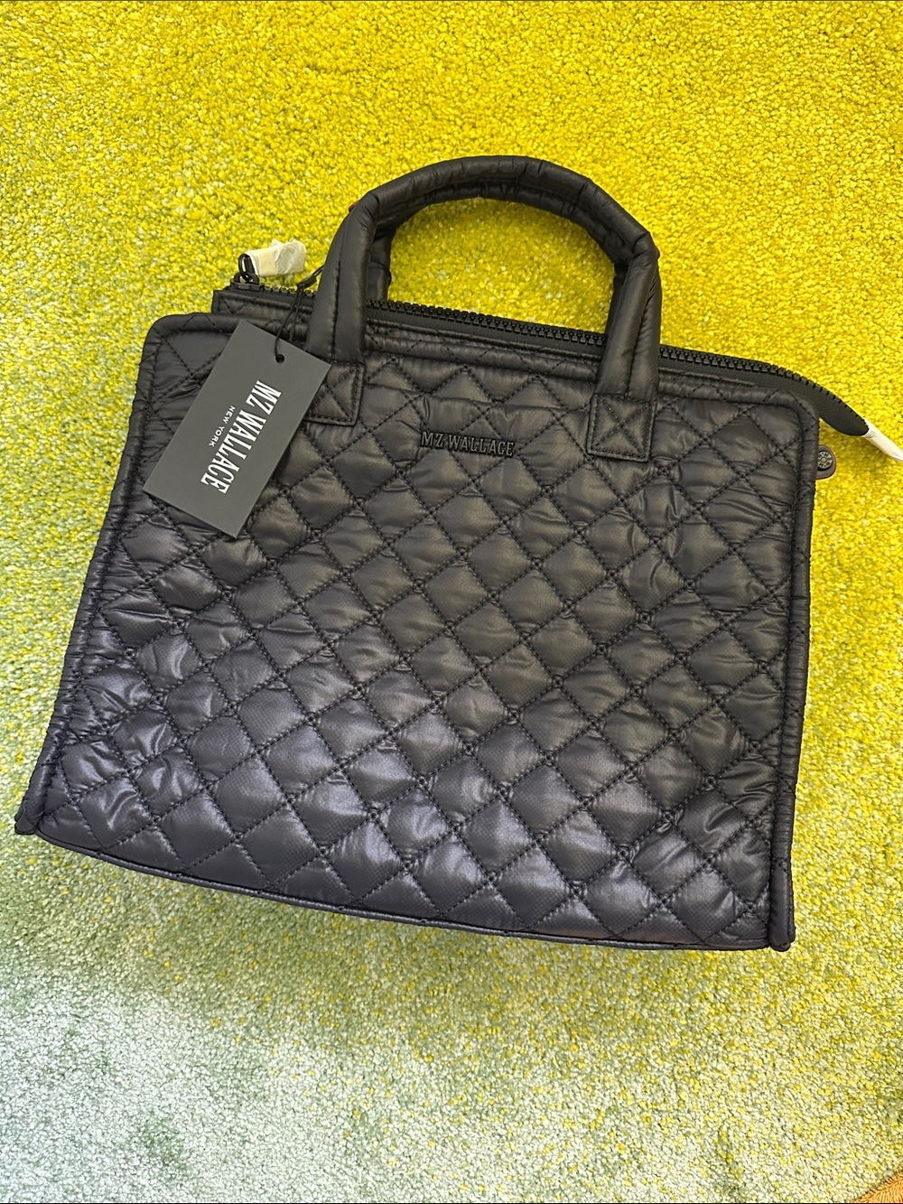 NWT MZ WALLACE Medium Metro Box Tote Quilted Nylon Crossbody ~ Black